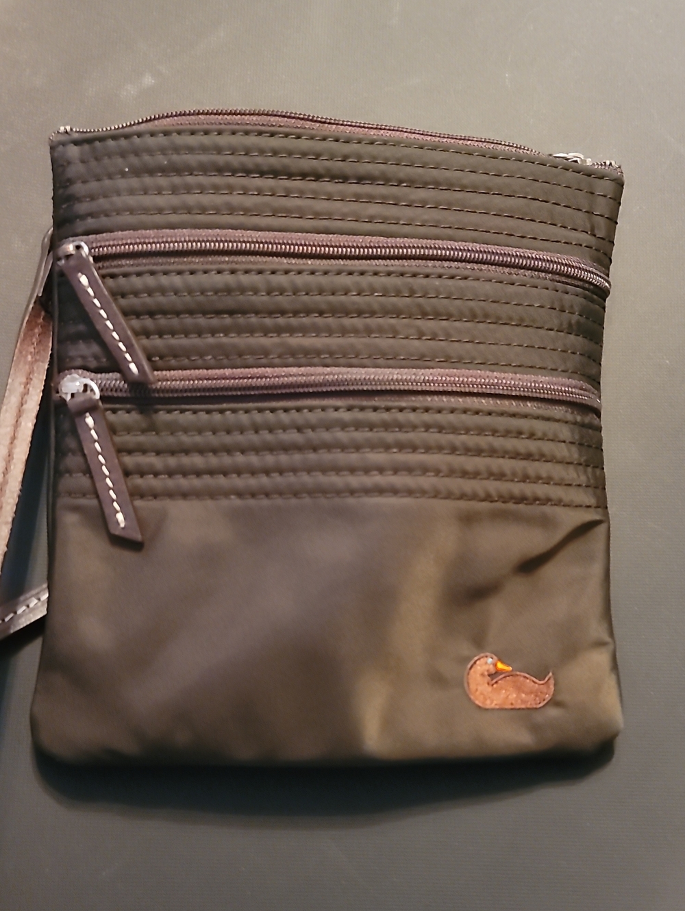 Dooney & Bourke Olive Green Crossbody Bag with Duck Patch